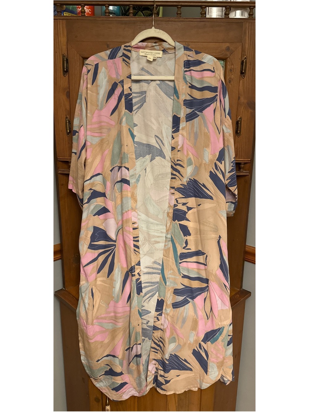 Saltwater Luxe Pastel Waves Banks Midi kimono Robe OS